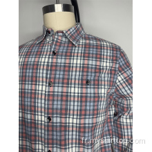 Chemise multicolore à carreaux rayés